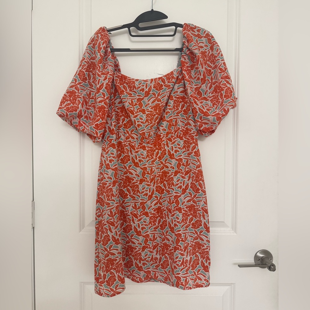 Lucy Paris Red and Gray Floral Long Sleeve Dress